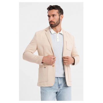 Sacou SLIM din tesatura tricotata cu textura subtila  OM-BLZB-0101 - Bej