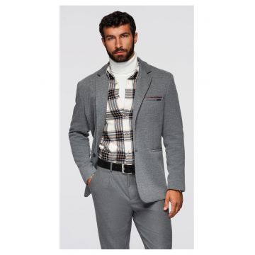 Sacou tricotat cu croiala ajustata  OM-BLZB-0100 - Gri deschis