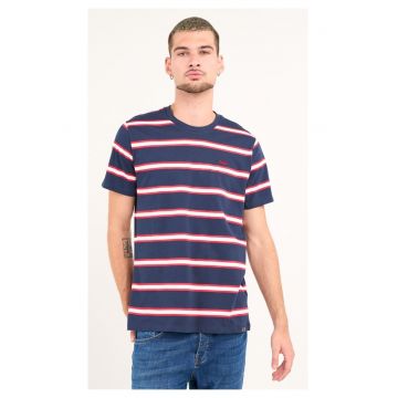 - Tricou barbat cu maneca scurta si dungi ( DRESS BLUE - Material: Bumbac