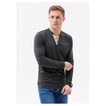 Tricou cu maneca lunga cu nasturi  L133 - gri inchis -