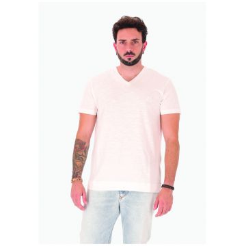 Tricou de bumbac cu decolteu in V