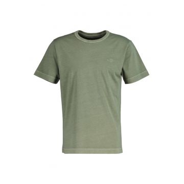 Tricou din bumbac cu decolteu la baza gatului si broderie logo discreta
