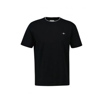 Tricou din bumbac cu decolteu la baza gatului