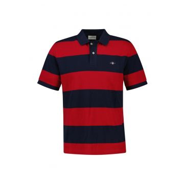 Tricou polo din bumbac cu model in dungi