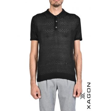 Tricou polo perforat cu maneca scurta