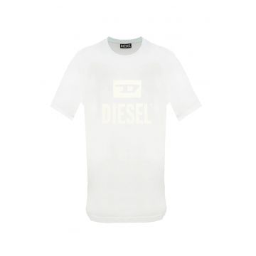 Tricou regular fit cu imprimeu logo - Alb