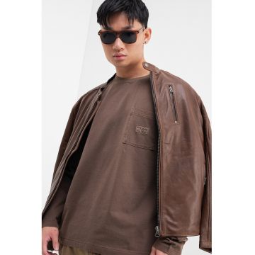 Bluza de bumbac cu buzunar pe piept