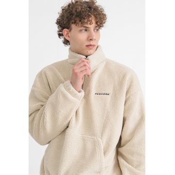 Bluza de trening cu buzunar kangaroo si fenta cu fermoar