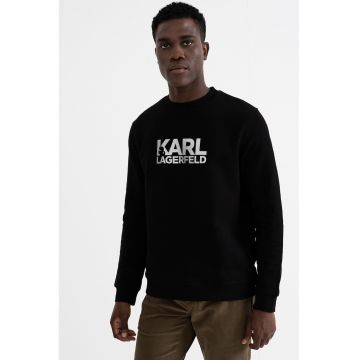 Bluza de trening cu imprimeu logo si decolteu la baza gatului