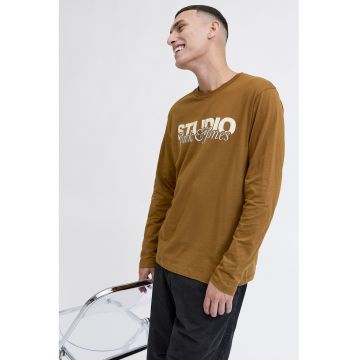 Bluza din bumbac cu imprimeu text