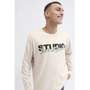 Bluza din bumbac cu imprimeu text