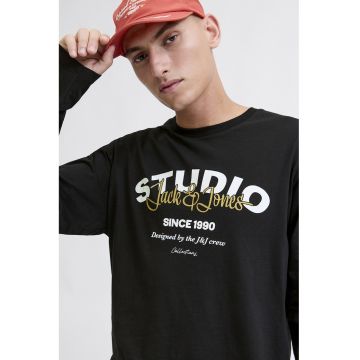 Bluza din bumbac cu imprimeu text