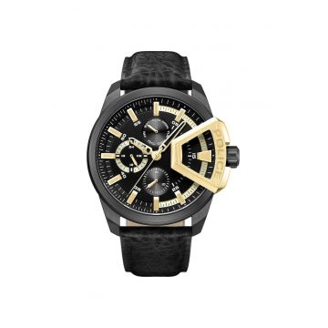 Ceas Barbati  quartz - inox - piele naturala - 46mm