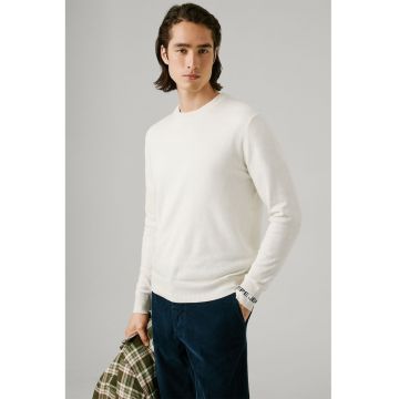 Pulover uni cu margini striate