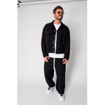 Set Camasa cu buzunare si pantalon lung Oversized Black 18746