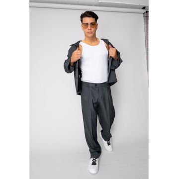 Set Camasa si pantalon lung Oversized Grey Anthracite 18770