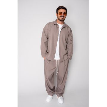 Set Oversized Camasa si pantalon lung Taupe 18758