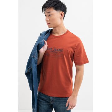 Tricou cu decolteu la baza gatului si imprimeu logo