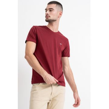 Tricou slim fit cu decolteu in V Shield