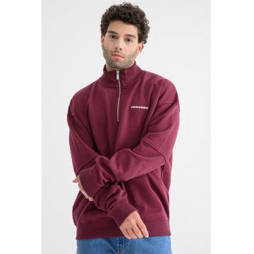 Bluza de trening cu guler cu fermoar scurt si maneci cazute