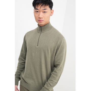 Pulover regular fit uni cu guler cu fermoar