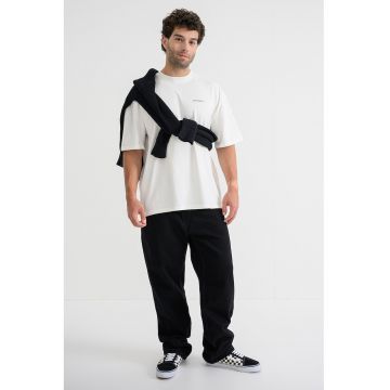 Tricou lejer cu maneci cazute si imprimeu pe partea din spate