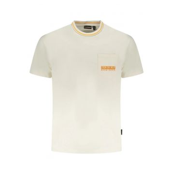 Tricou barbati cu buzunar pe piept - Murlo - cu imprimeu -alb