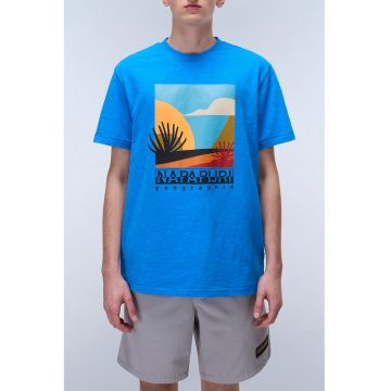 Tricou cu imprimeu grafic - logo si decolteu la baza gatului