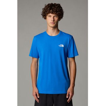 Tricou din amestec de bumbac cu decolteu la baza gatului - Albastru royal