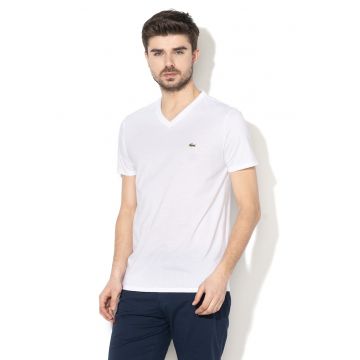 Tricou din bumbac cu decolteu in V