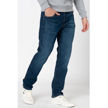 Blugi cu aspect decolorat For Real - Albastru inchis