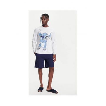 Bluza barbati -  100% bumbac - bleumarin/ alb -