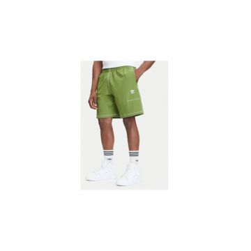 Pantaloni scurti de trening din poliester cu model cusut si logo