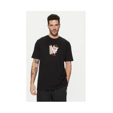 Tricou din bumbac cu imprimeu la baza gatului