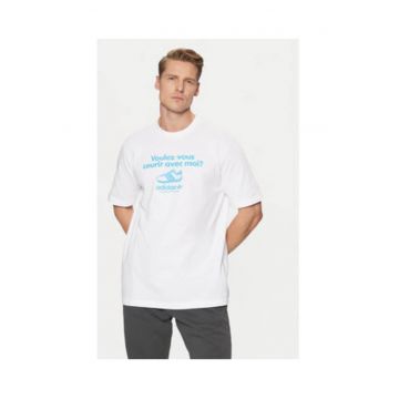 Tricou din bumbac cu imprimeu text si logo