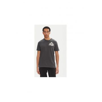 Tricou din bumbac cu logo si decolteu rotund