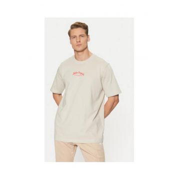 Tricou lejer din bumbac cu logo la baza gatului