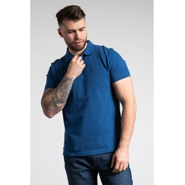 Tricou polo din bumbac pique - Albastru