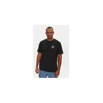 Tricou cu imprimeu logo&floral pe spate