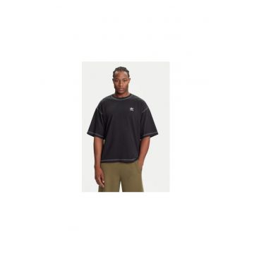 Tricou cu maneci cazute si logo brodat