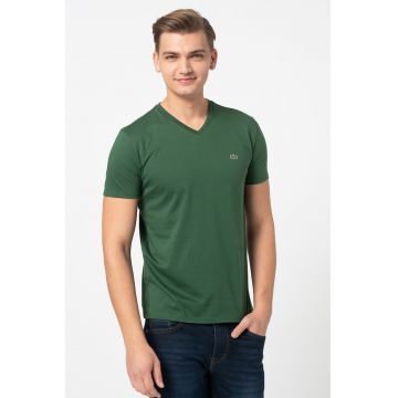 Tricou din bumbac cu decolteu in V