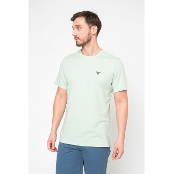 Tricou din bumbac cu decolteu la baza gatului