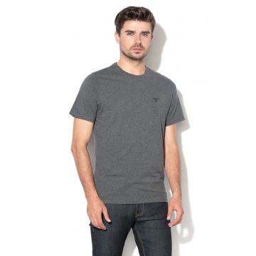 Tricou din bumbac cu decolteu la baza gatului
