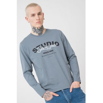 Bluza din bumbac cu imprimeu text