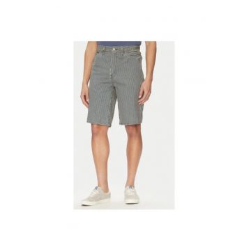 Pantaloni scurti din denim barbati  001K8-0002 - Bumbac - Alb/Negru