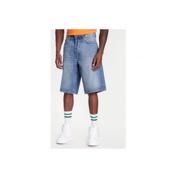 Pantaloni scurti din denim barbati  4AW7U9018 - Bumbac - Albastru