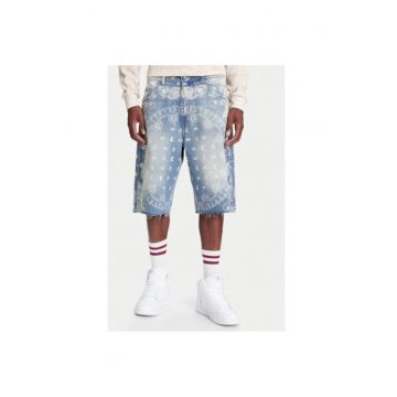 Pantaloni scurti din denim barbati  PD00005502 - Bumbac - Albastru