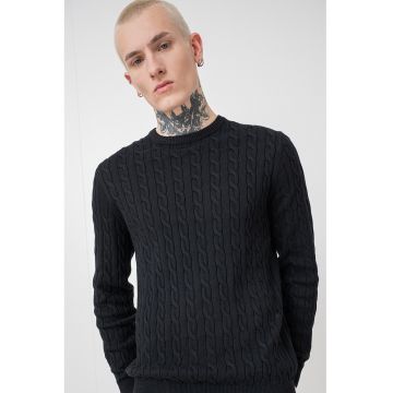 Pulover slim-fit cu design torsade