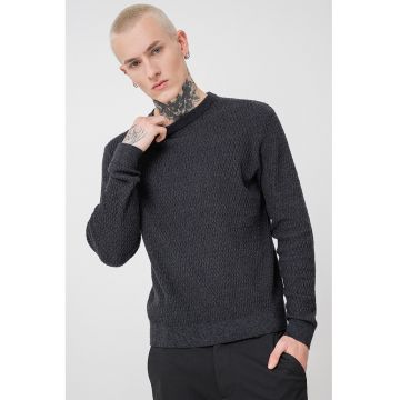 Pulover slim fit cu model texturat
