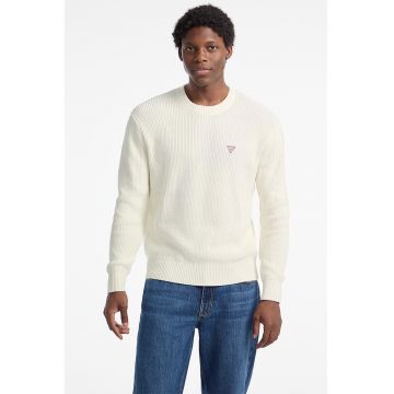 Pulover striat cu logo discret